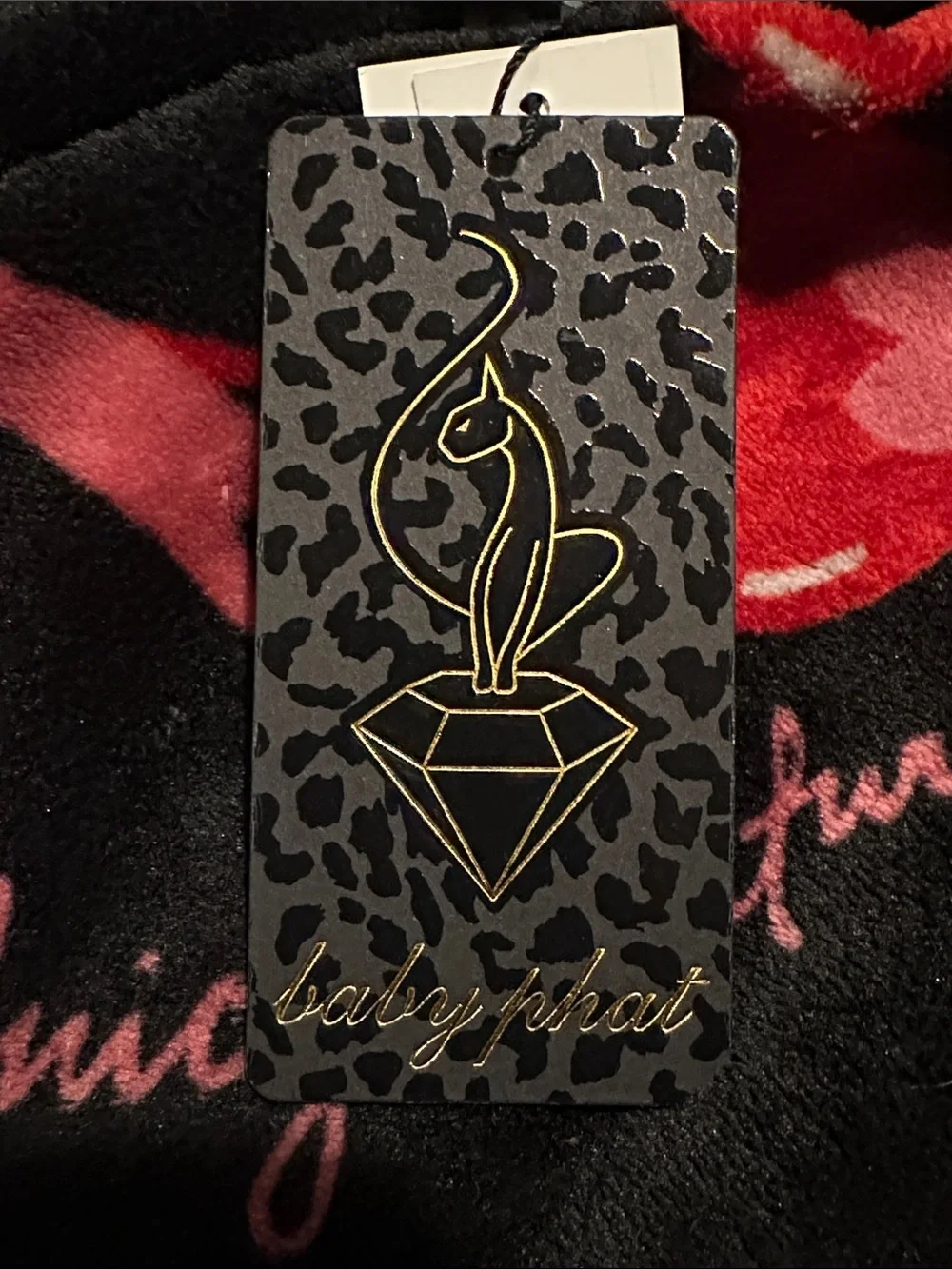 Baby Phat Black Leopard-Print Shoulder Bag with Gold Charm Chain